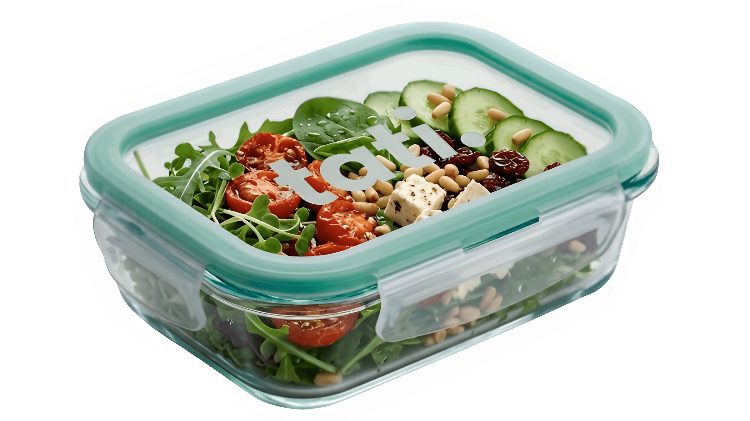 Prepared meal served in Tati's signature container